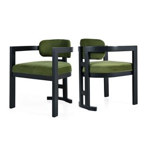 Set of 2 Green & Black Indoor <b>Upholstered</b> Wood Dining <b>Chairs</b> - Product Image 4