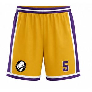 Ensemble uniforme de basket-ball pour hommes et femmes, maillot jaune et violet et short, vêtements de sport légers et confortables pour équipe Oita - Product Image 4