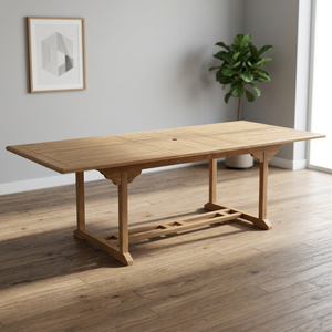 Mesa de Comedor Rectangular Extensible de Teca Sólida, Estilo Moderno, Resistente, No Impermeable, para Jardín, Playa, Cocina, Hotel - Product Image 4