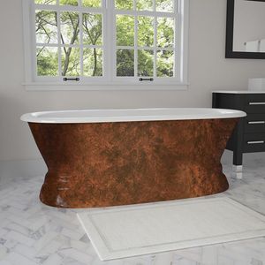 Elegante Bañera Independiente de Cobre Pulido Estilo Antiguo, Base Esculpida Elegante, Forma Ovalada, Bordes Redondeados, Bañera de Lujo - Product Image 5