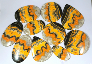 Radha Arts - Cabujón Pulido de Jaspe Abeja Natural de la India, con Patrón Amarillo, de Rajasthan, para la Elaboración de Joyas - Product Image 5