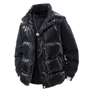 Winter <b>Mens</b> Warm Down Vests Man Shiny Stand Collar Windbreaker Padded Waistcoats Outdoor <b>Men</b> <b>Thermal</b> Loose Solid Color Regular - Product Image 3