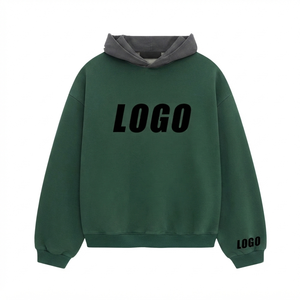 เสื้อฮู้ดโอเวอร์ไซส์ ยูนิเซ็กซ์ สีเขียว ผ้าฝ้ายเฟรนช์เทอร์รี่ สวมใส่สบายๆ ในฤดูใบไม้ร่วง พิมพ์ลายดิจิทัล โลโก้ประดับเพชร พิมพ์ลายโอเวอร์ไซส์ - Product Image 1