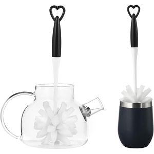 Confezione da 3 spazzole per la pulizia di bottiglie e piatti in vetro con manico per la pulizia con spugna - Product Image 6