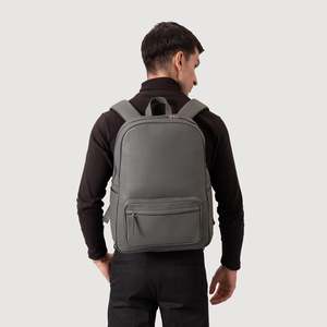 Modern Unisex Genuine Leather Tactical Sports <b>Backpack</b> Solid Navy Blue Zipper Closure Front Pocket Adjustable <b>Strap</b> Polyester - Product Image 5