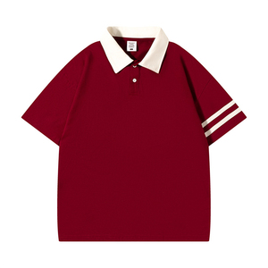 Polo de Algodón Marrón para Hombre, Manga Corta, Color Sólido, Estilo Casual con Cuello Crema y Rayas - Product Image 4
