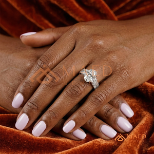 Elegant 925 Sterling <b>Silver</b> Oval Cut Diamond Engagement <b>Ring</b> with Multi Stone <b>Eternity</b> Band for Women - Product Image 4