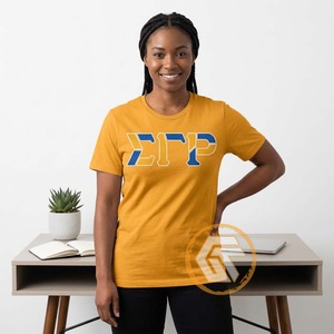 GREEK TREASURES Sigma Gamma Rho เสื้อยืดผู้หญิงคอกลมแขนสั้นเสื้อเจอร์ซีย์ลำลองผ้าฝ้าย 100% เป็นมิตรกับสิ่งแวดล้อมแห้งเร็ว - Product Image 3