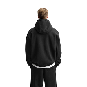 Sweat à capuche unisexe surdimensionné – Mélange de coton, encolure croisée, ourlet et poignets côtelés, couleur Avoine - Product Image 4
