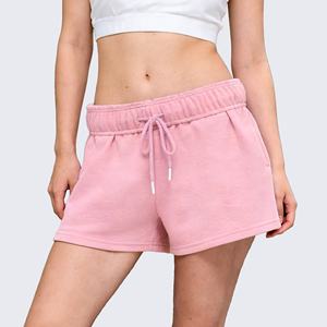 Shorts en tissu éponge à motif pour femme, taille mi-haute, taille élastique, coupe régulière, respirant, séchage rapide, écologique, style décontracté, rose - Product Image 2