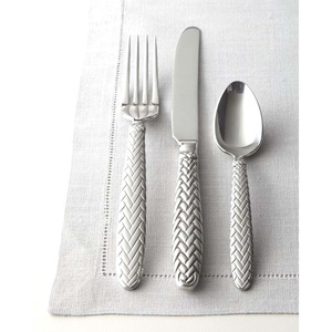 Juego de utensilios de cocina plateados de acero inoxidable con diseño único Juego de cubiertos de aspecto moderno de lujo para restaurante Boda Hogar - Product Image 4