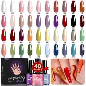 LIMEGIRL 40 pièces/ensemble 8ML Vernis à ongles gel UV rouge pailleté semi-permanent pour débutants Kit de manucure - Product Image 1