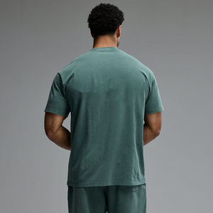 Camiseta de Manga Corta para Hombre, Cuello Redondo, Color Verde Sólido, Corte Regular, Algodón Jersey, Estilo Casual - Product Image 2