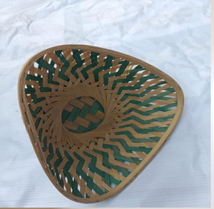 Elegant square Tapered <b>Bamboo</b> Waste <b>Basket</b> Intricate Two-tone Geometric Pattern Eco-Friendly Hanging Storage for Hotels - Product Image 4