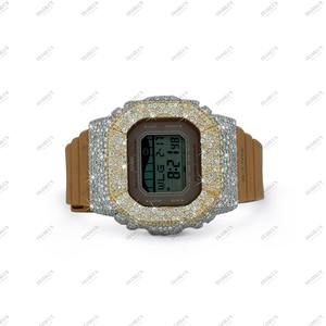Montre de luxe en argent sertie de diamants naturels et de quartz, finition haut de gamme et bracelet en caoutchouc noir, pour mariage, fiançailles, cadeau unisexe - Product Image 2