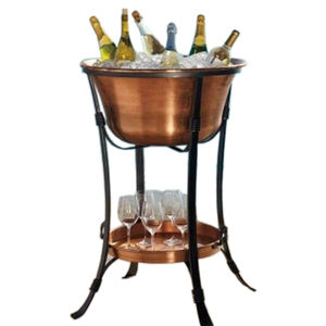 Refroidisseur de vin en métal antique martelé de cuivre de fer en métal antique avec le support - Product Image 4