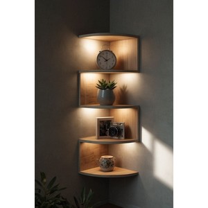 Contemporary Sheesham Wood Three-layer Durable Corner <b>Shelf</b> for Living Room Wholesale B2B - Product Image 1