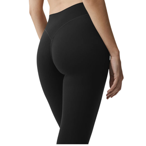 Women High Waist Full Length Solid <b>Black</b> <b>Leggings</b> Knitted Spandex Nylon Stretch Seamless Basic Style All Seasons - Product Image 5