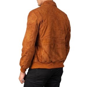 Men's Brown <b>Suede</b> Bomber <b>Jacket</b> Turn-down Collar Zipper Closure Casual Winter Style Thick Material Pockets Regular Sleeve - Product Image 5