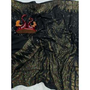 Designer <b>Rainbow</b> <b>Sequins</b> Embroidery Work Evening Saree with <b>Sequins</b> - Product Image 5