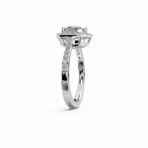 Anillo de Diamantes Cultivados en Laboratorio con Corte Corazón Halo, Diseño Elegante, 33 Piedras, Oro Blanco de 18K, Certificado IGI, Venta al Por Mayor para Exportación - Product Image 3