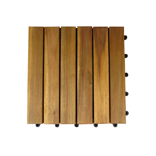 Decorative brown wooden floor Acacia wood texture 30*30 cm pieces with plastic lining under the wood to dry