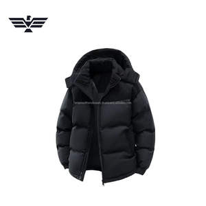 EMPIRE TREND WEARS <b>Men</b> <b>Corduroy</b> Panel Puffer <b>Jacket</b> Winter Insulated Quilted Letter Pattern Stand Collar Front Logo - Product Image 3
