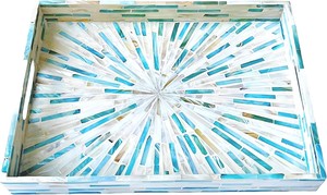 Bandeja de diseño premium con incrustaciones de nácar, bandeja de servir de nácar, bandeja de MDF, bandejas decorativas, bandeja de resina al mejor precio de fábrica. - Product Image 6