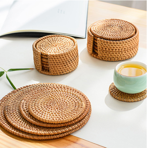 แผ่นรองแก้วกาแฟทำจากหวายทั้งแผ่นรองแก้วโลโก้ออกแบบได้ตามต้องการ - Product Image 3