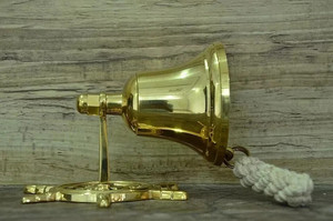 Cloche de porte nautique en laiton antique de 3 pouces, en forme de roue de bateau, avec support mural, décoration marine, finition dorée artisanale - Product Image 4