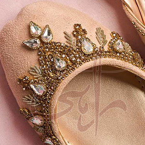 <b>Women</b> Handmade Hand-Painted <b>Slip</b>-On Waterproof Anti-<b>Slip</b> Light Weight Elegant Summer Khussa Tea Pink Velvet Genuine Leather Sole - Product Image 6