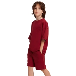 2026 Boys Custom Logo Cotton Short Sleeve T-Shirt and Shorts Set Crew Neck Loose <b>Fit</b> Casual Wear Summer Set with Side Pockets - Product Image 4