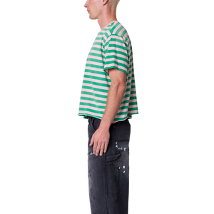Mens O Neck Short Sleeve <b>T</b> <b>Shirt</b> Horizontal Striped Loose Fit Casual Streetwear Wholesale Custom OEM Cotton Jersey Tee <b>Shirt</b> Top - Product Image 3