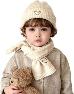 Bonnet à oreillettes beige pour enfants, unisexe, en tricot, motif géométrique, mignon, pour l'extérieur - Product Image 4