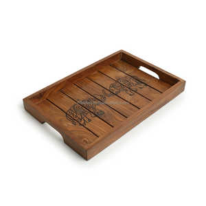 Bandeja de madera hecha a mano con abalorio a medida con opciones de doble ASA Bandeja de servicio personalizada para fiestas de bodas y uso doméstico elegante - Product Image 5