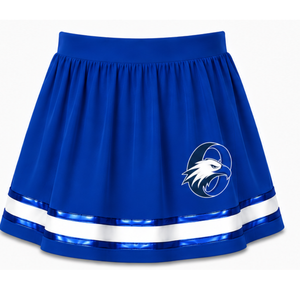 Jupe de cheerleading bleu roi plissée, jupe d'uniforme athlétique avec bordure rayée, tenue de performance d'équipe, vêtements de sport personnalisés - Product Image 1