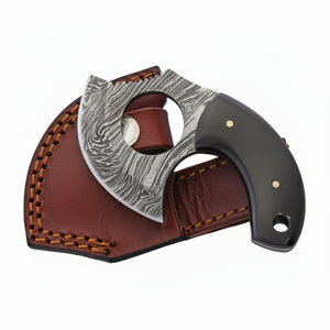 Cuchillo de Caza de Acero de Damasco Hecho a Mano de Calidad Premium con Mango Cómodo y Funda de Cuero, Tamaño Personalizado - Product Image 1
