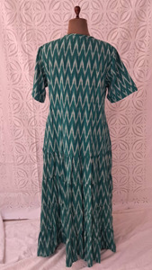 Wholesale Cotton Handloom Ikat Fabric <b>Dress</b> With Drawstring Waist Short Sleeve & Pockets Design <b>Long</b> Casual <b>Dress</b> Women Clothing - Product Image 4
