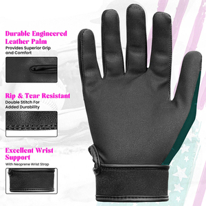 Gants de frappe à doigts entiers en cuir PU vert, rose, blanc, noir, avec fermeture auto-agrippante, durables, pour entraînement, unisexe adulte - Product Image 4