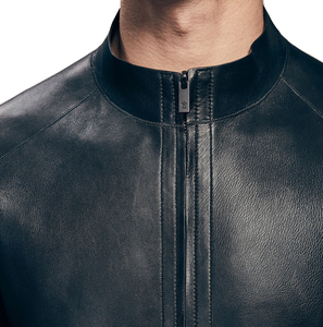 Men's Casual Leather <b>Jacket</b> Single Locomotive Collar <b>Thin</b> Short Stand Zipper Closure-Cooling Functional <b>jacket</b> for men - Product Image 5