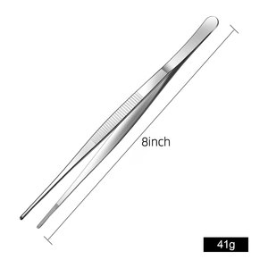 Pince de cuisine de précision en acier inoxydable de 8 pouces avec pointe dentelée pour barbecue, aliments faits maison, steaks, pain, pizza - Product Image 5