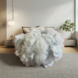 Ventes d'usine – Fibre recyclée 20D SD solide, sèche, blanche, de qualité A, Vikohasan GRS, 100 % polyester, pour la fabrication de tapis et de rembourrages - Product Image 1