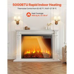 Caminetto Elettrico da Incasso da 35 Pollici Montabile a Parete con Luminosità Fiamma Regolabile, Timer 8 Ore e Telecomando - Product Image 2