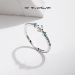 925 Silver Green Crystal <b>Ring</b> <b>Thin</b> Band CZ Gemstone Fine <b>Ring</b> for Women Party Gift - Product Image 4