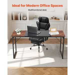 63-Inch Modern Simple Metal Frame <b>Computer</b> Desk for Home <b>Office</b> for Gaming Writing Study Large Workspace Comfortable Leather - Product Image 2