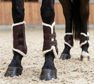 Ensemble de bottes de cheville HMGLOBAL Premium de créateur, en cuir de harnais véritable bicolore, avec sangle élastique et doublure en vison - Product Image 4