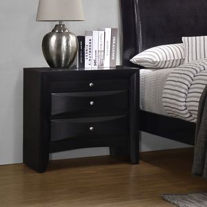 Vollenhove Black 2-<b>Drawer</b> Nightstand with Pull-Out <b>Tray</b> - Product Image 1