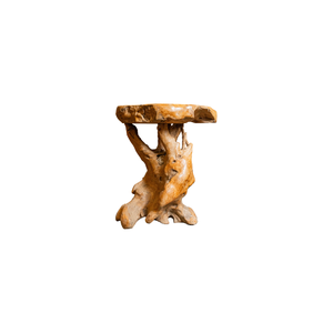 Mesa de Centro Única de Raíz de Teca Rústica con Grano de Madera Natural, Artesanía, Duradera, Hecha a Mano, con Tapa de Mármol, Mueble para Sala de Estar - Product Image 2