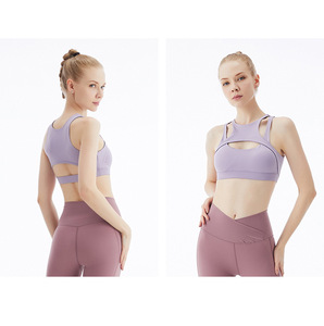 Soutien-gorge de sport blanc pour femme avec découpe, maintien élevé, idéal pour le yoga et l'entraînement - Product Image 6