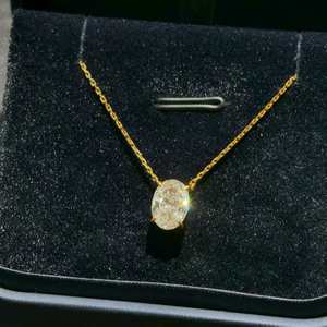 Collar con Colgante de Diamante Ovalado Cultivado en Laboratorio, Oro, Oro Rosa, Oro Blanco, Plata, Claridad VVS VS, Joyería Sostenible, Corte Ovalado, Cadena de Regalo - Product Image 2